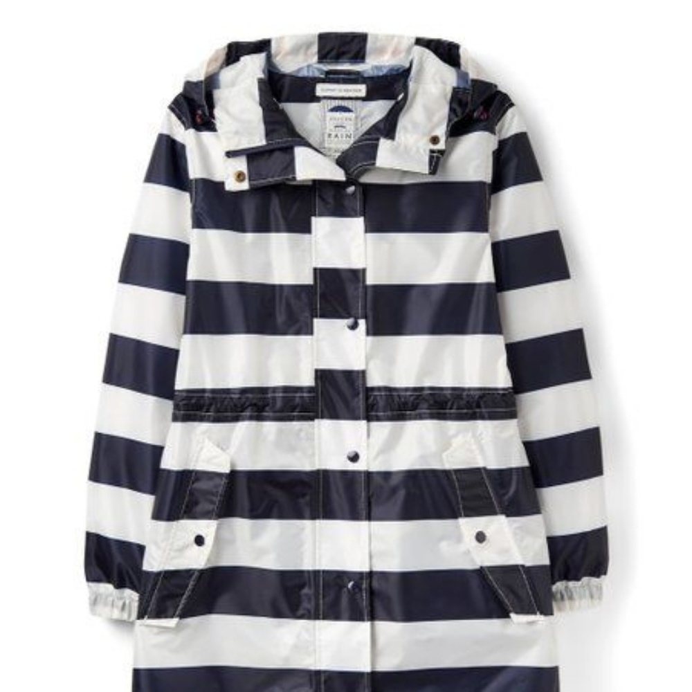 Joules Golightly Navy Striped Rain Jacket